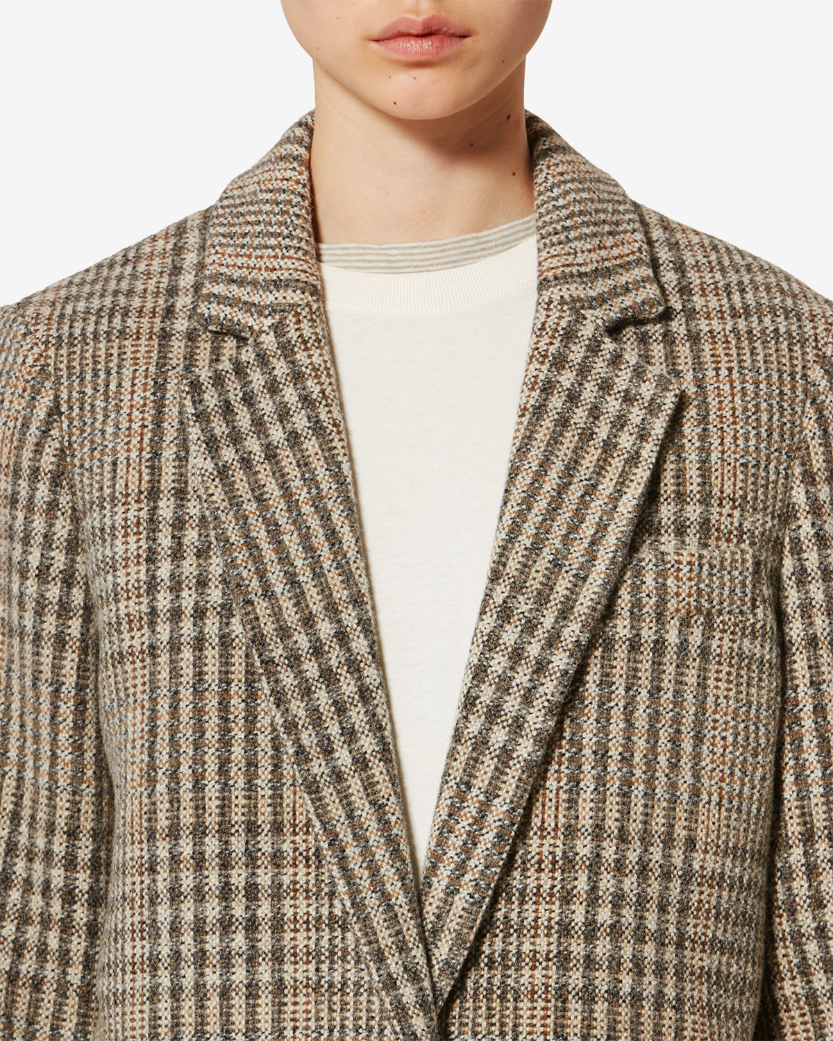 Charlyne checkered virgin wool jacket - Beige - Woman - 2