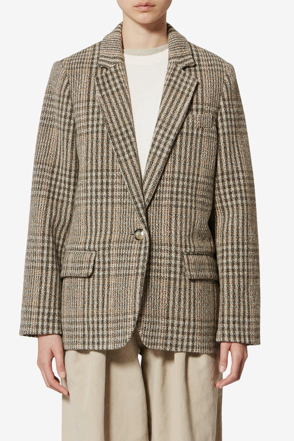 Giacca charlyne in lana vergine a quadri - Beige - Woman - 4