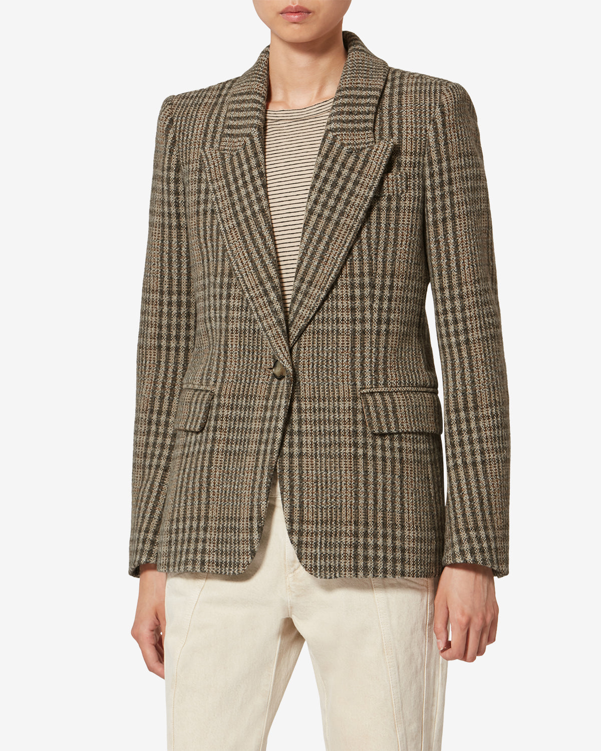 Kerstin checkered virgin wool suit jacket - Beige - Woman - 3