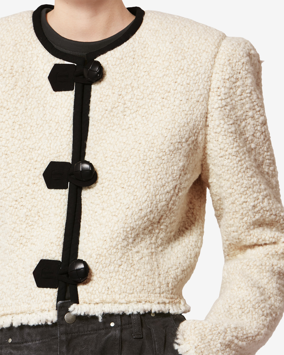 Chaqueta gradilia de lana bouclé - Crudo - Woman - 2