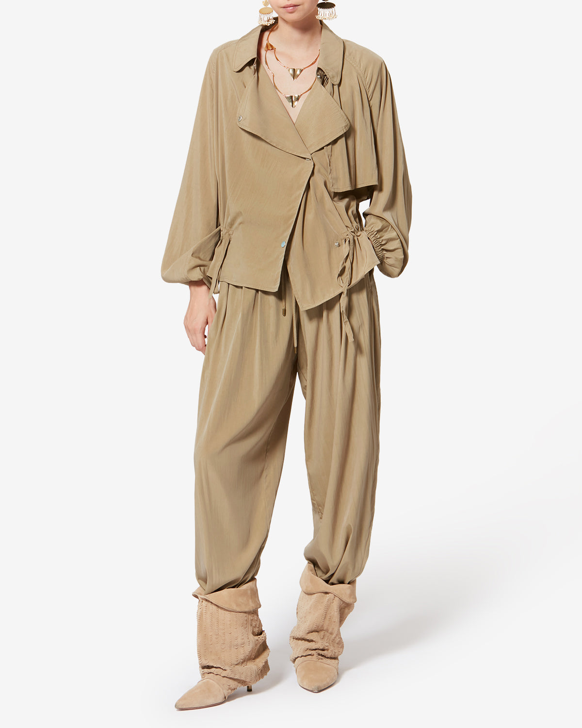 STONE  ストーン　ショートブルゾン　comoli aurale GWENOLA JACKET Woman khaki | ISABEL MARANT Official online store