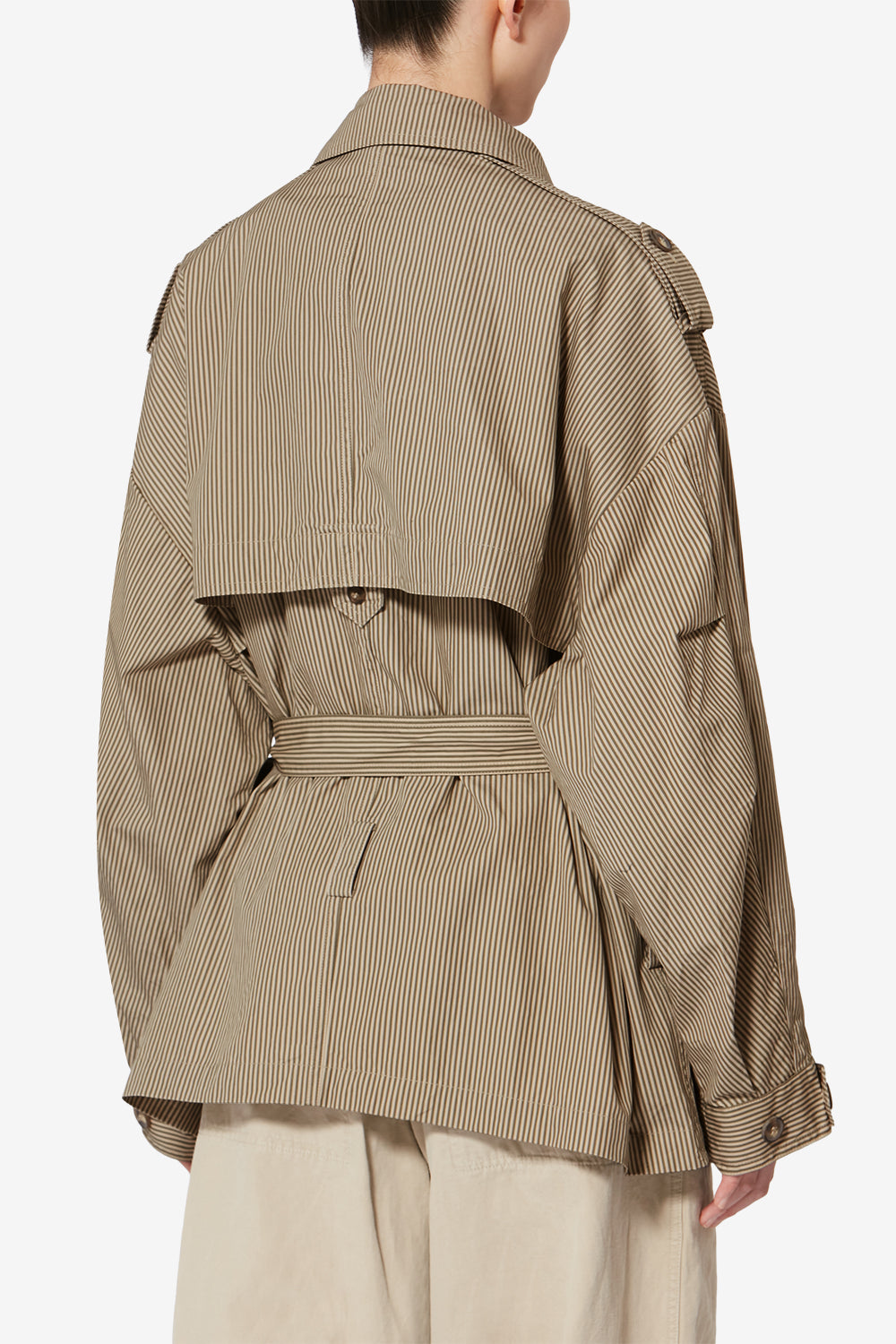 Claya striped cotton jacket - Beige-khaki - Woman - 5