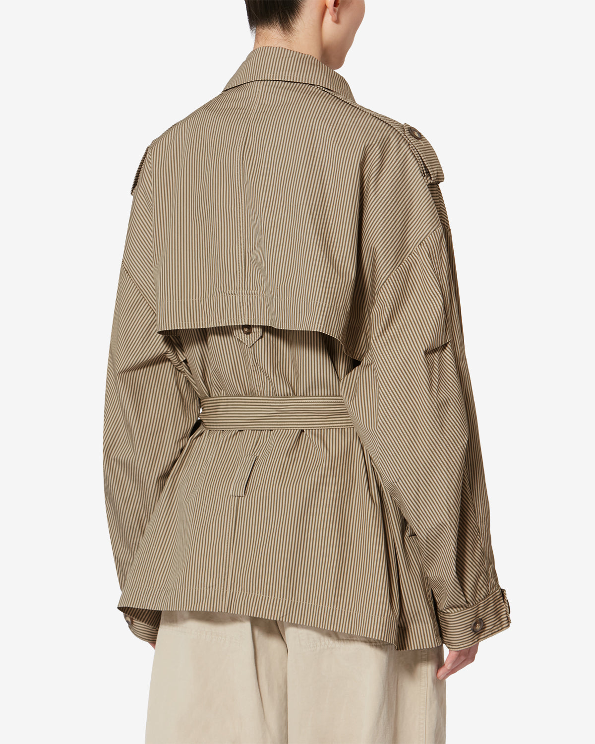 Claya 스트라이프 코튼 재킷 - Beige-khaki - Woman - 4