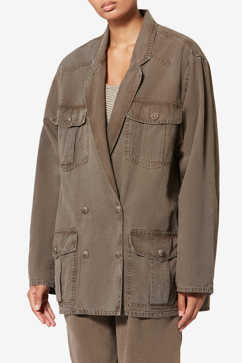 Nevala cotton and linen jacket - Dark bronze - Woman - 4