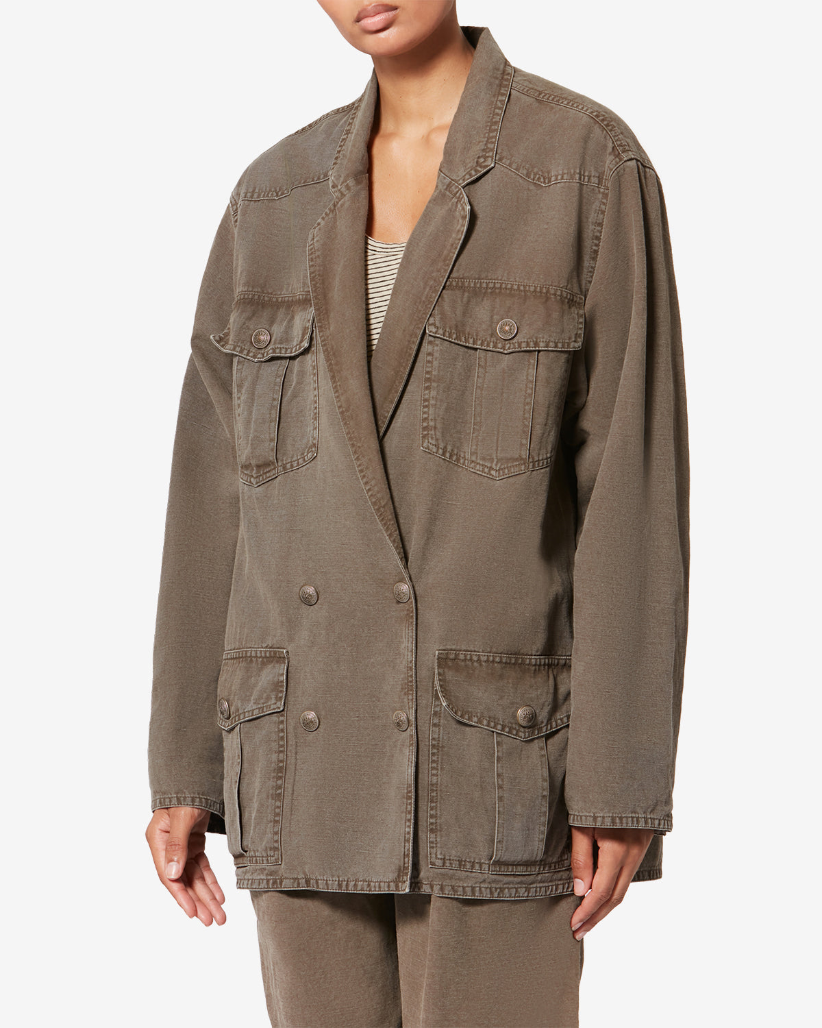 Giacca nevala in tela di lino e cotone - Dark bronze - Woman - 3