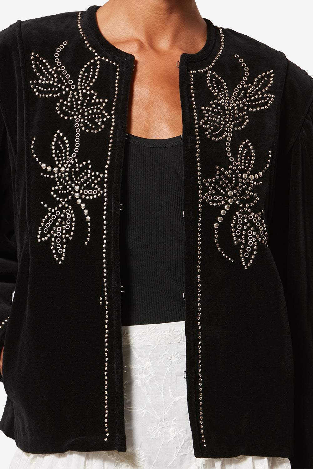 Chaqueta pietra de terciopelo - Negro - Woman - 3