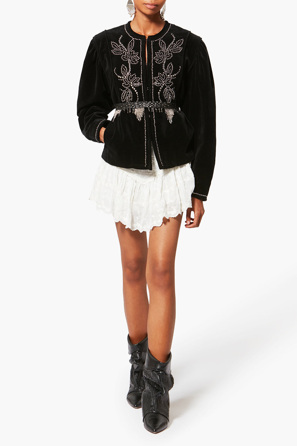 Chaqueta pietra de terciopelo - Negro - Woman - 2