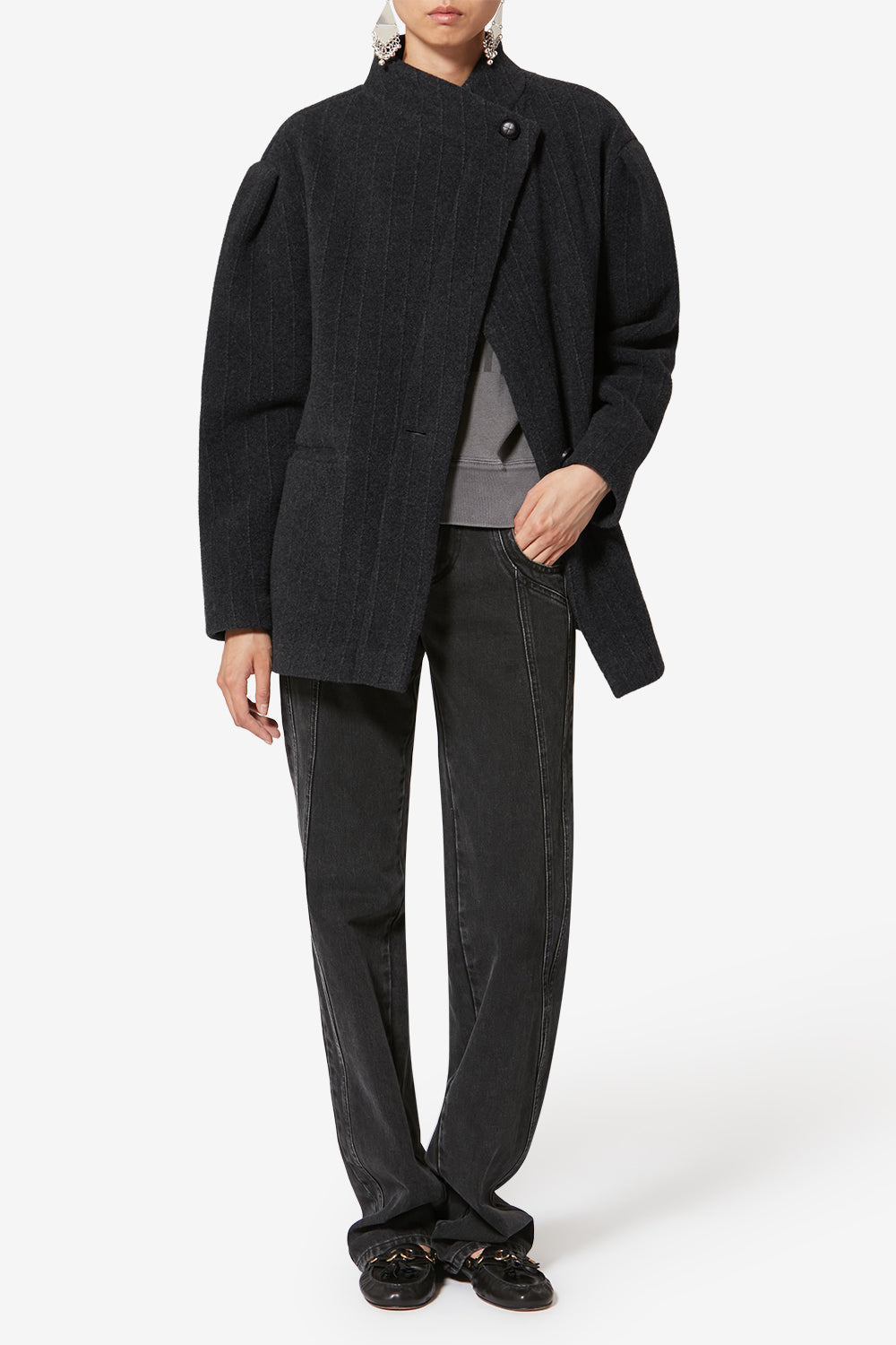 Chaqueta jabadine de lana - Anthracite - Woman - 2