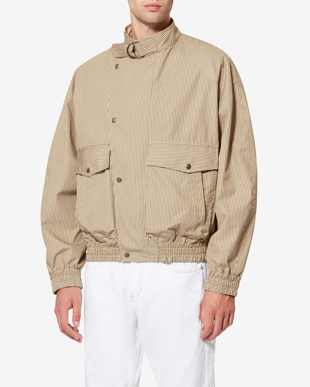 Corto striped cotton jacket - Beige-khaki - Man - 3